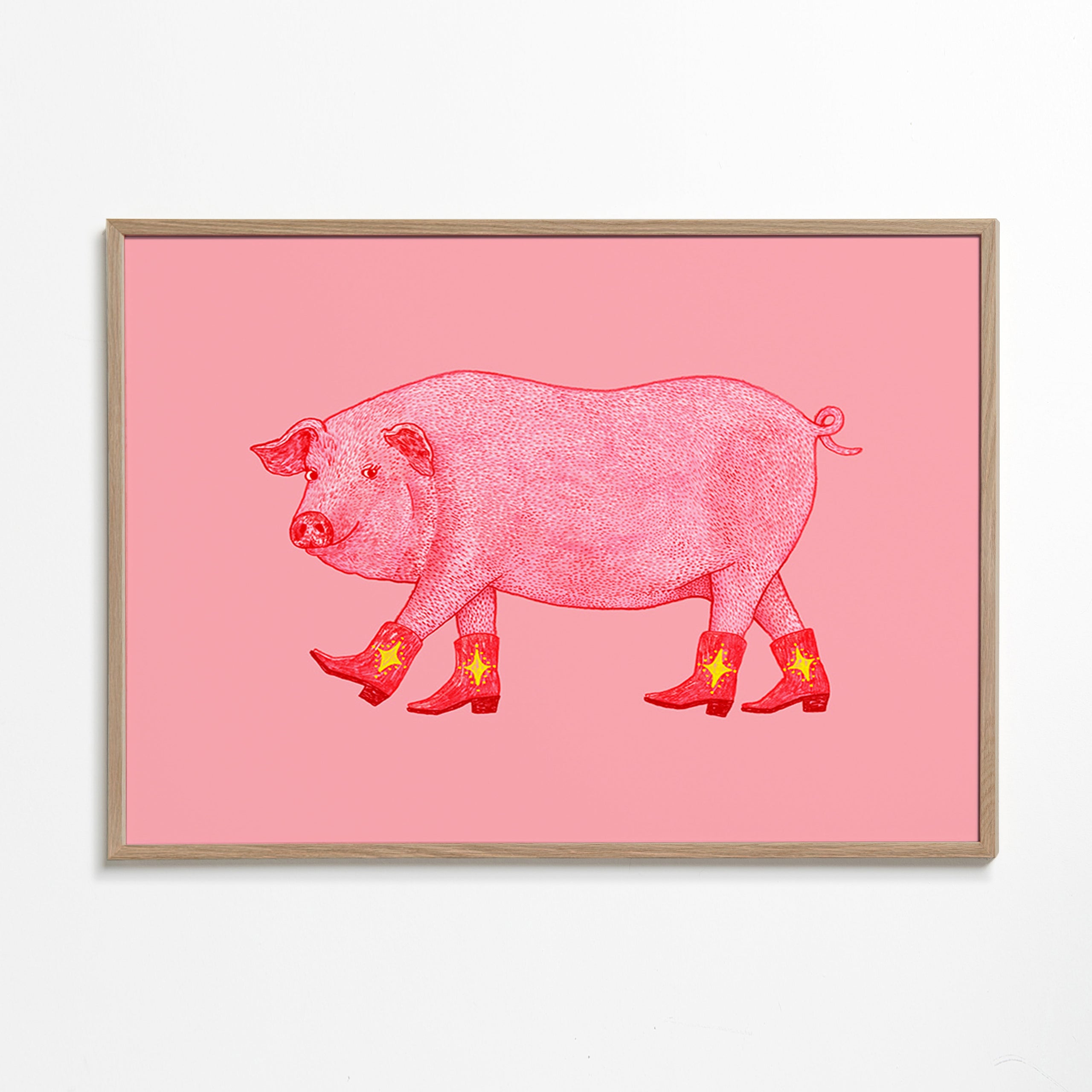 Varken Cowgirl Illustratie – Oak Frame