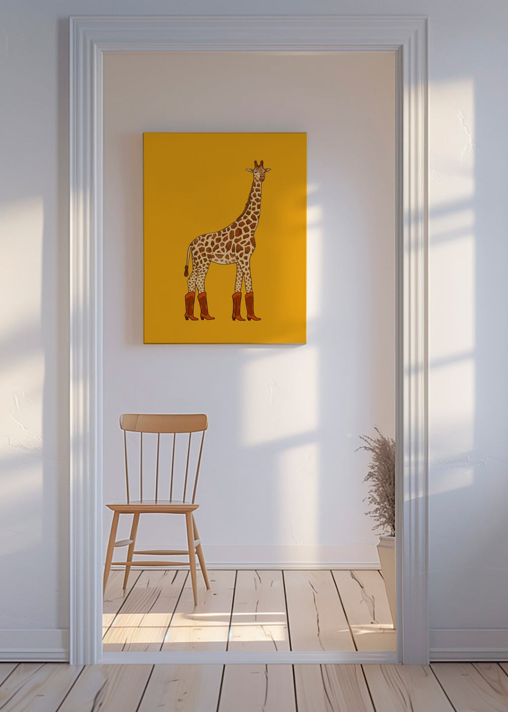 Giraf cowgirl illustratie – Canvas