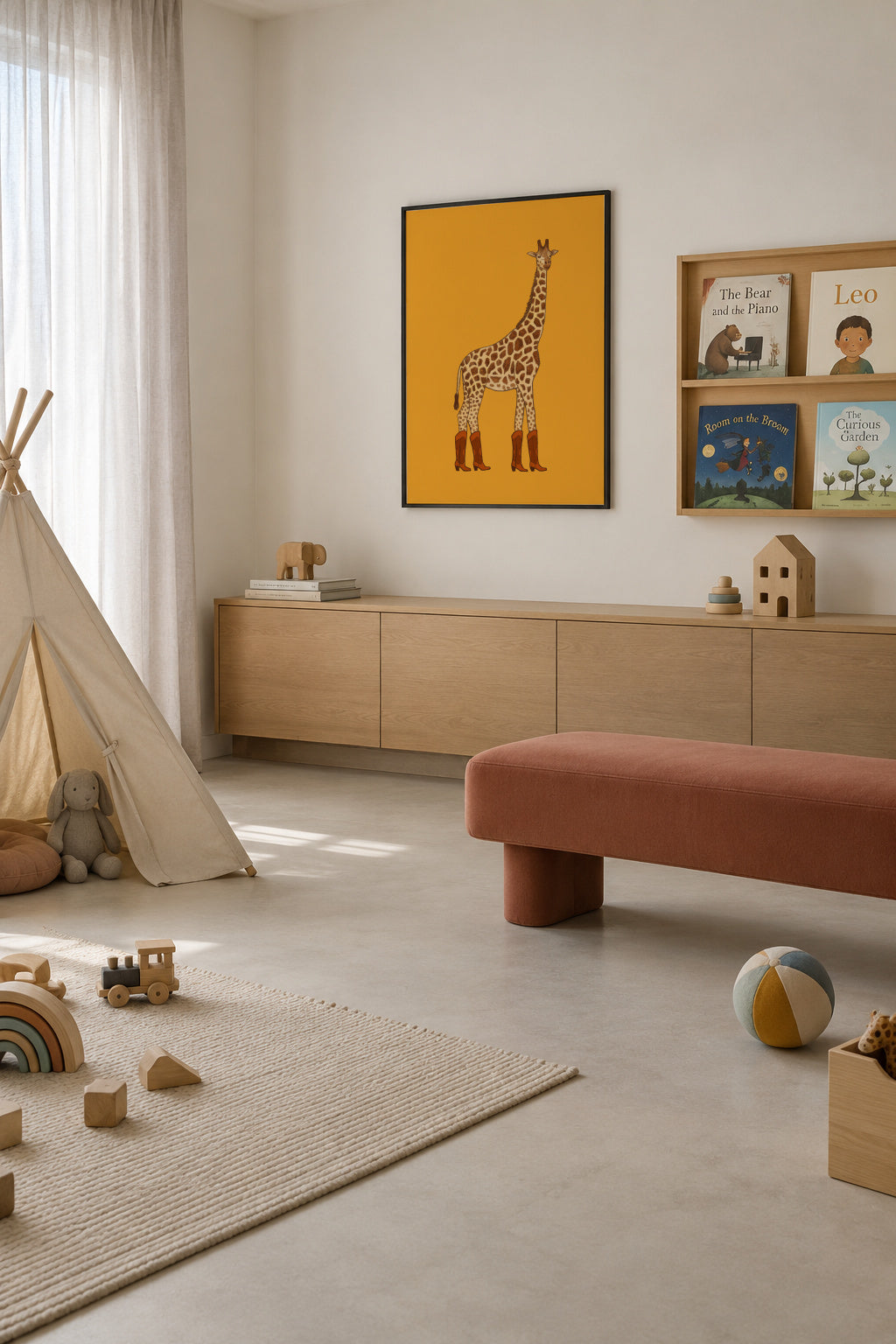 Jolene the Cowgirl Giraffe - Framed poster in an interior