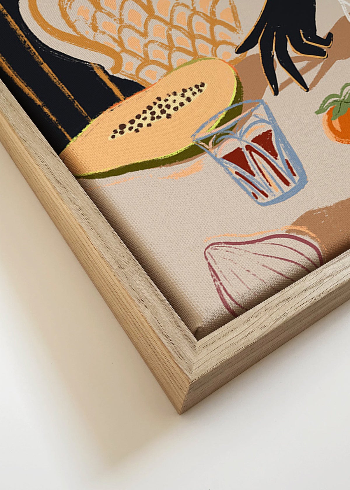 Keuken kunst met tropisch fruit en vaas – Canvas detail