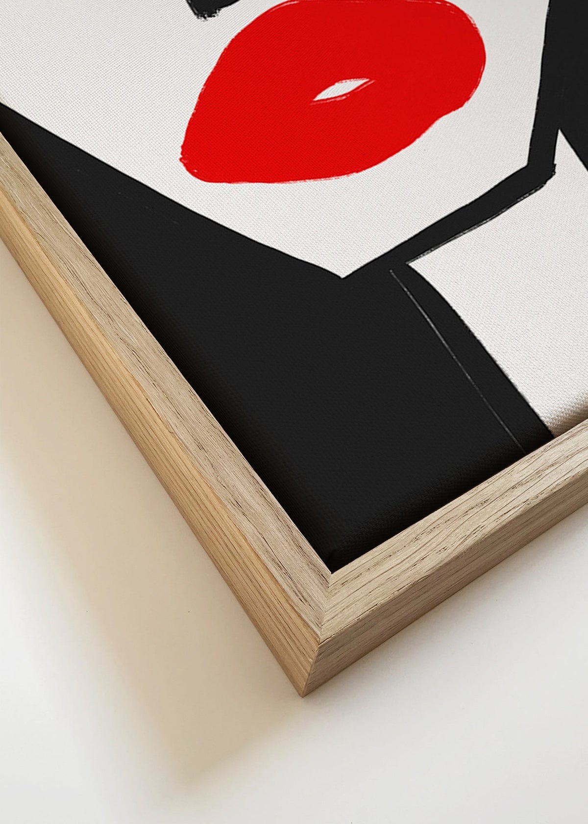 Minimalistische poster rode lippen profiel – Canvas detail