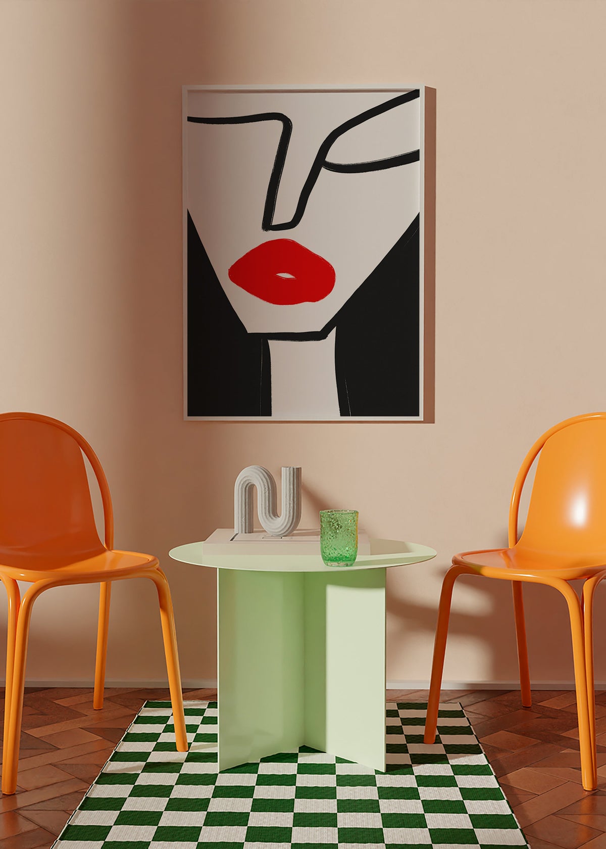 Minimalistische poster rode lippen profiel – Product1