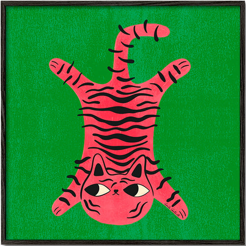 Roze kat illustratie met zwarte strepen – Black Frame