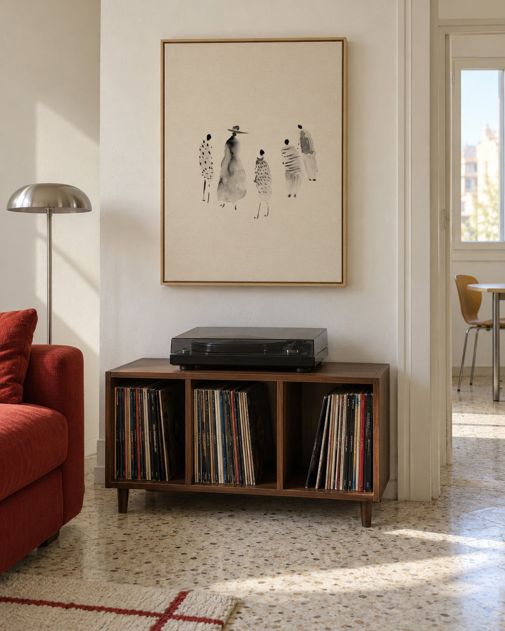 The People Going Out - Framed canvas in an interior