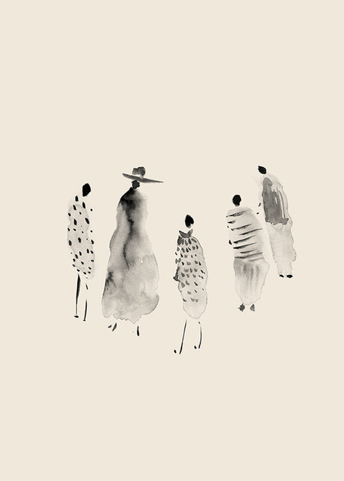 Illustratie van inktfiguren minimalistisch