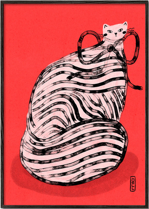 Gestreepte katten poster – Black Frame