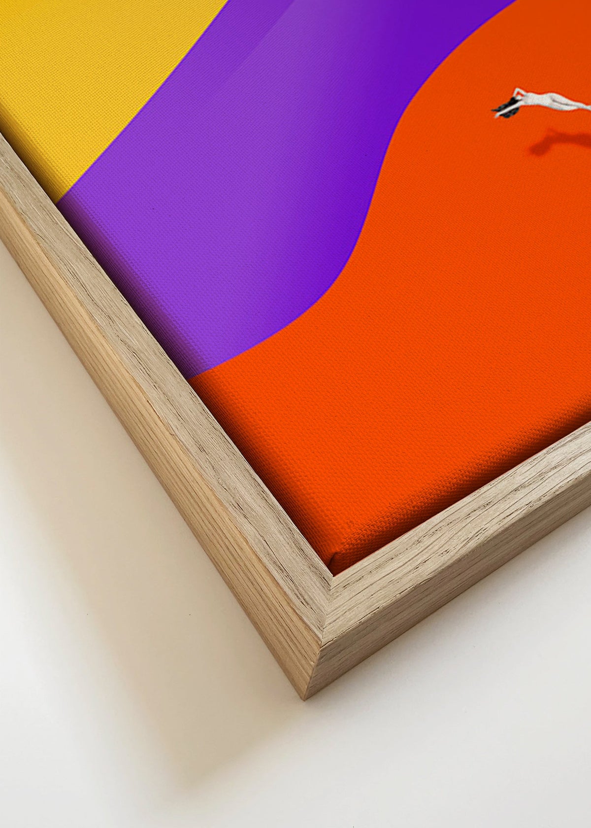 Abstract kunstwerk met drijvend figuur en zon – Canvas detail