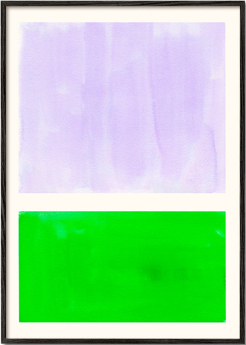 Abstract lavendel en groen kunstwerk – Black Frame