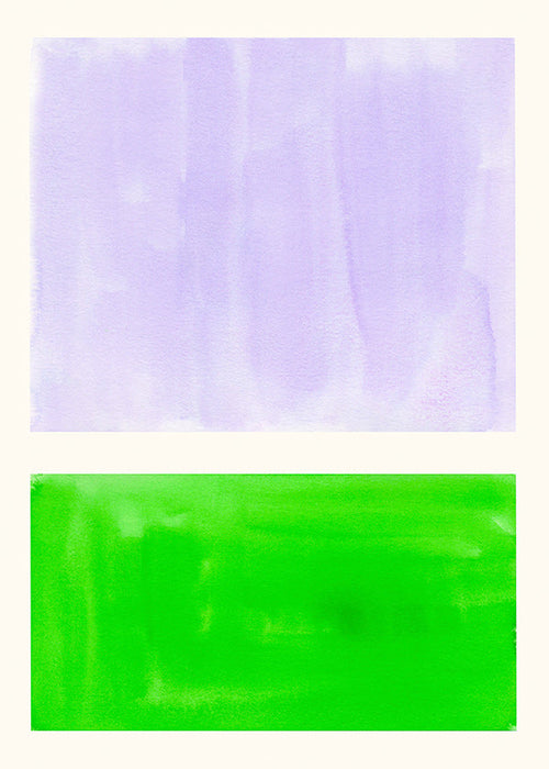 Abstract lavendel en groen kunstwerk