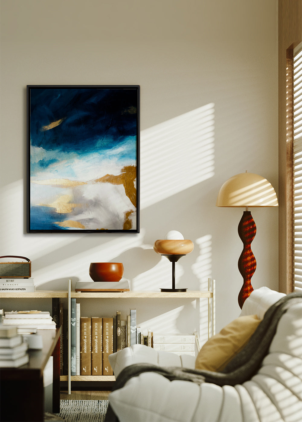 172 - Framed canvas in an interior