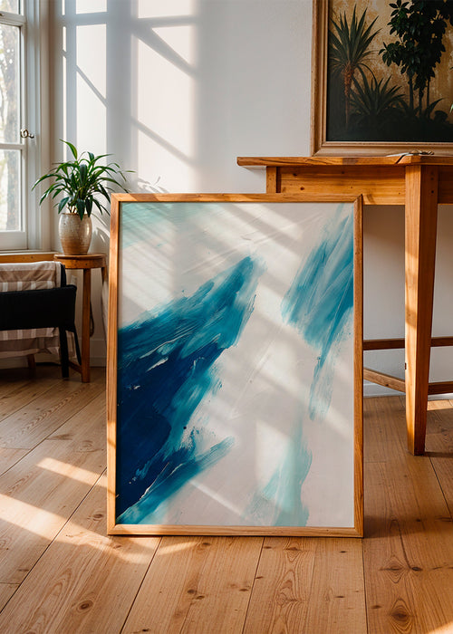 Abstracte poster blauwe penseelstreken – Product1