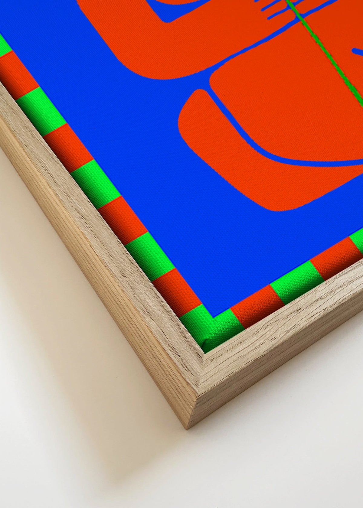 Abstracte kunst met gestileerde rode figuur – Canvas detail