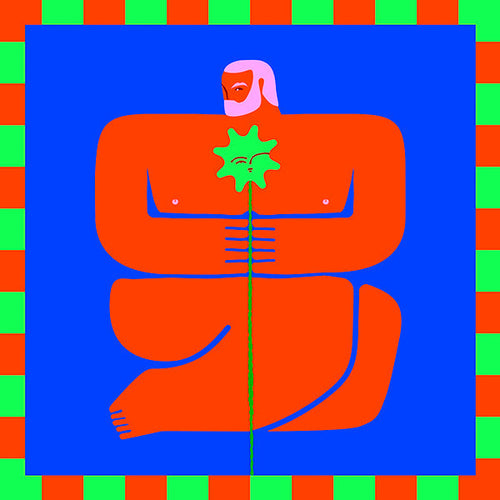 Illustratie van figuur die een bloem vasthoudt