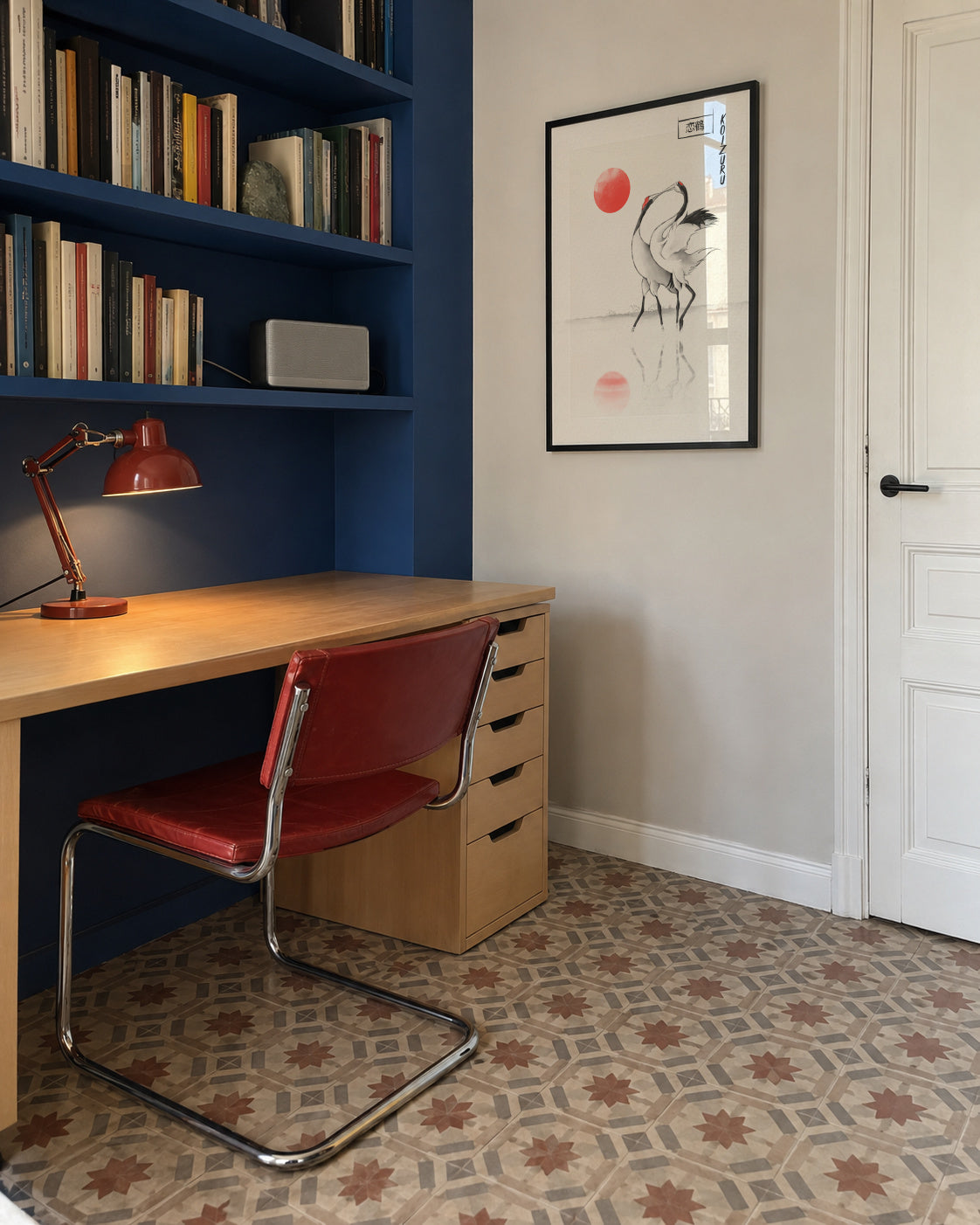 Love Cranes - Framed poster in an interior