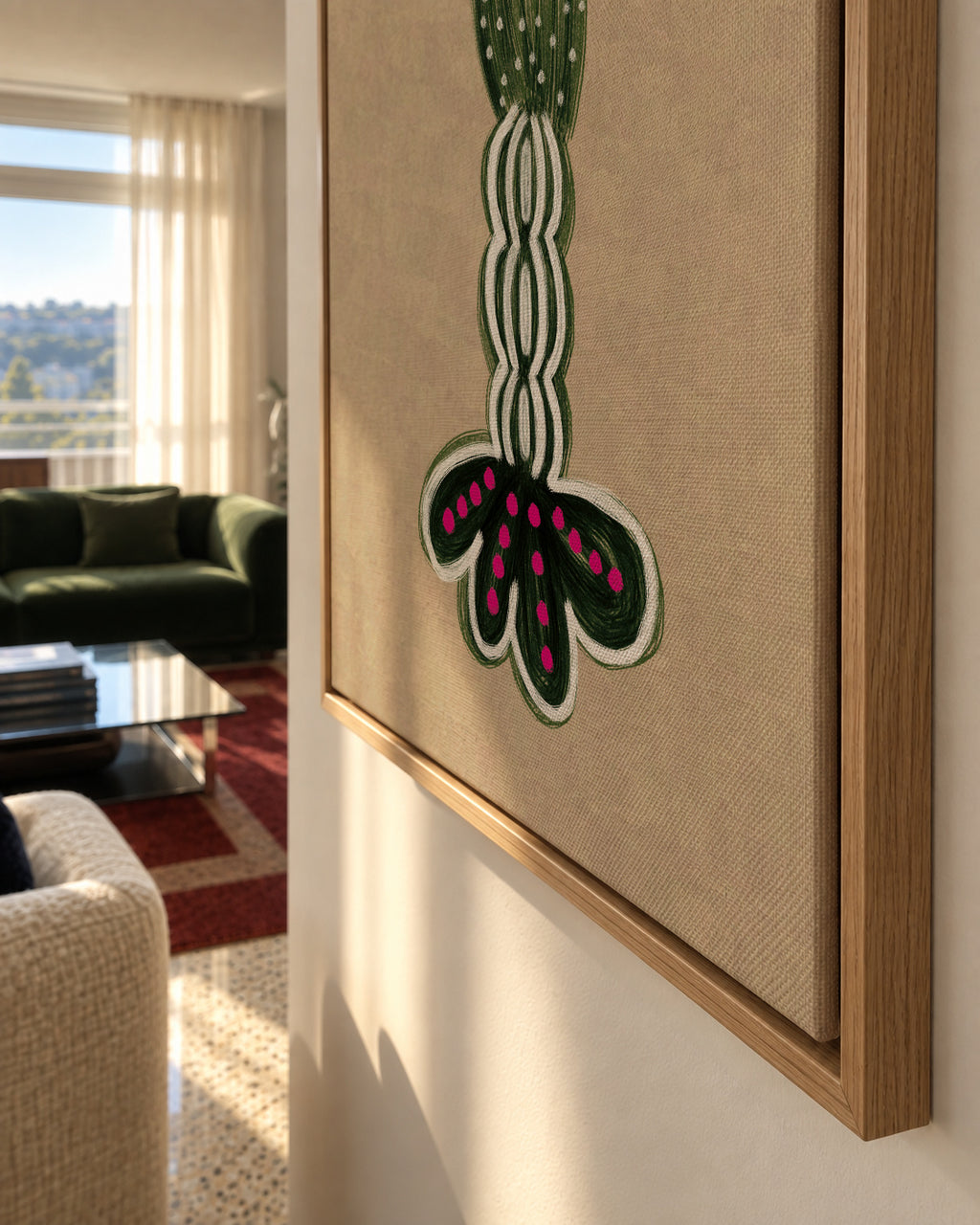 GREEN LOBSTER - Framed canvas detail