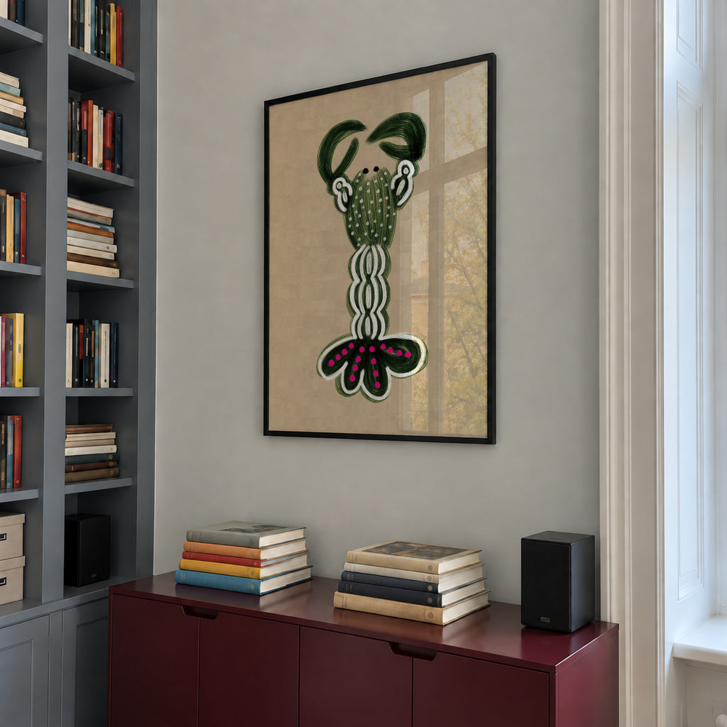 GREEN LOBSTER - Framed poster in an interior