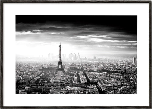 Keuken kunst: Eiffeltoren in zwart-wit stadsgezicht – Black Frame