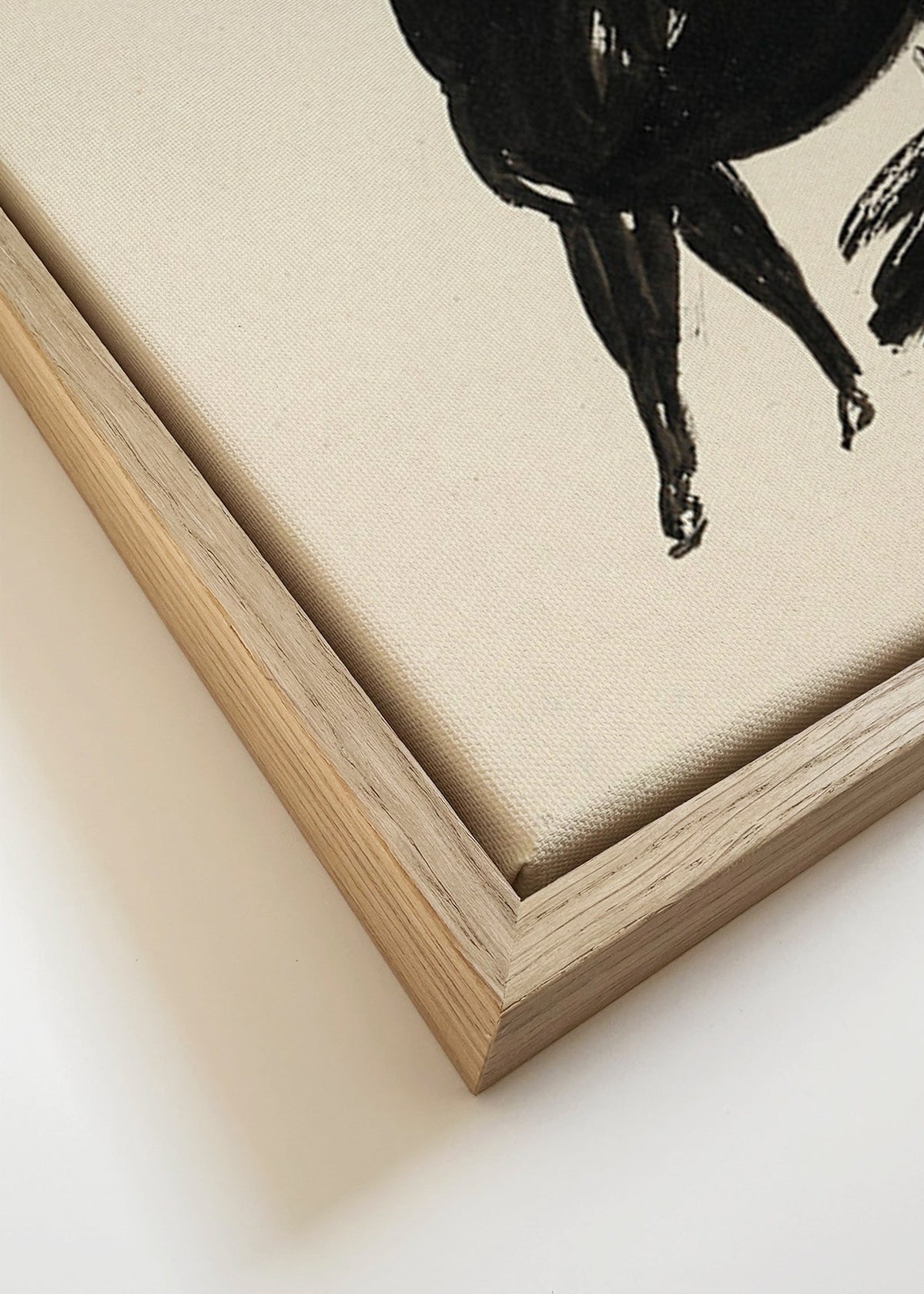Drie paarden: gebaartekening in inkt – Canvas detail
