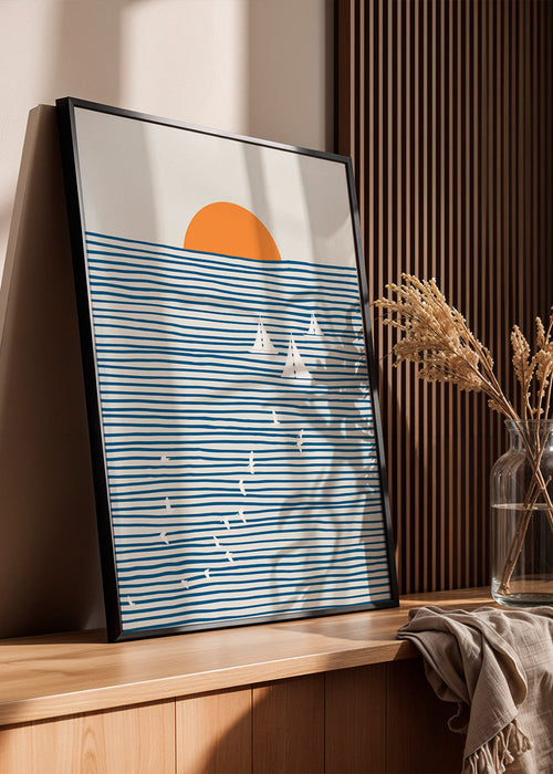 Landschapsschilderij met minimalistische zeilen – Product1