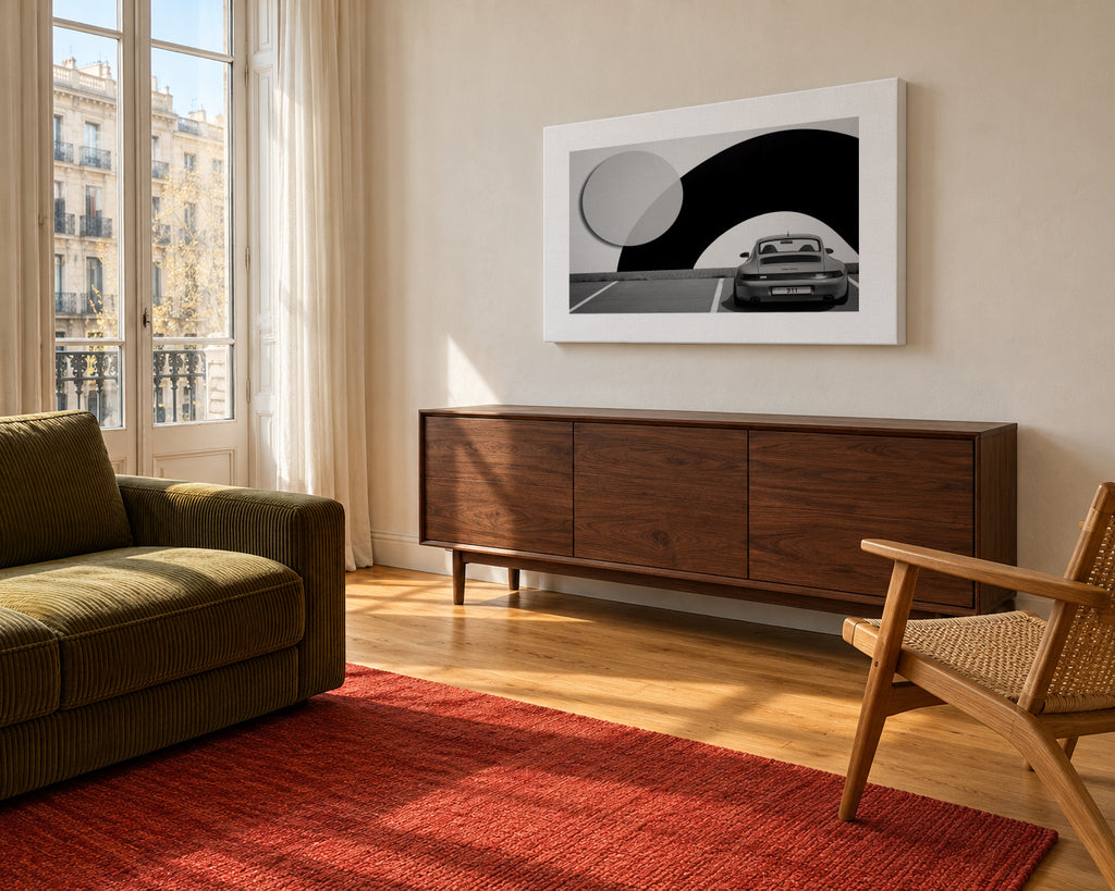 911 - Unframed canvas in an interior