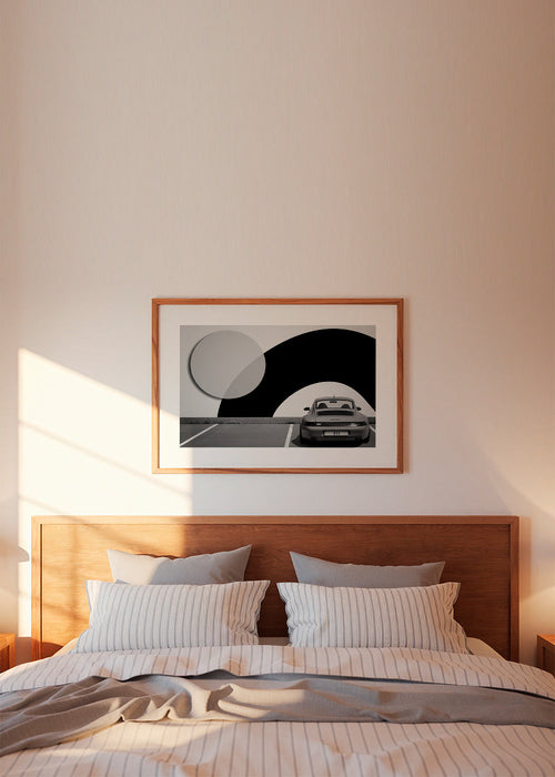 Fotografie Porsche 911 met geometrische muurschildering – Product1