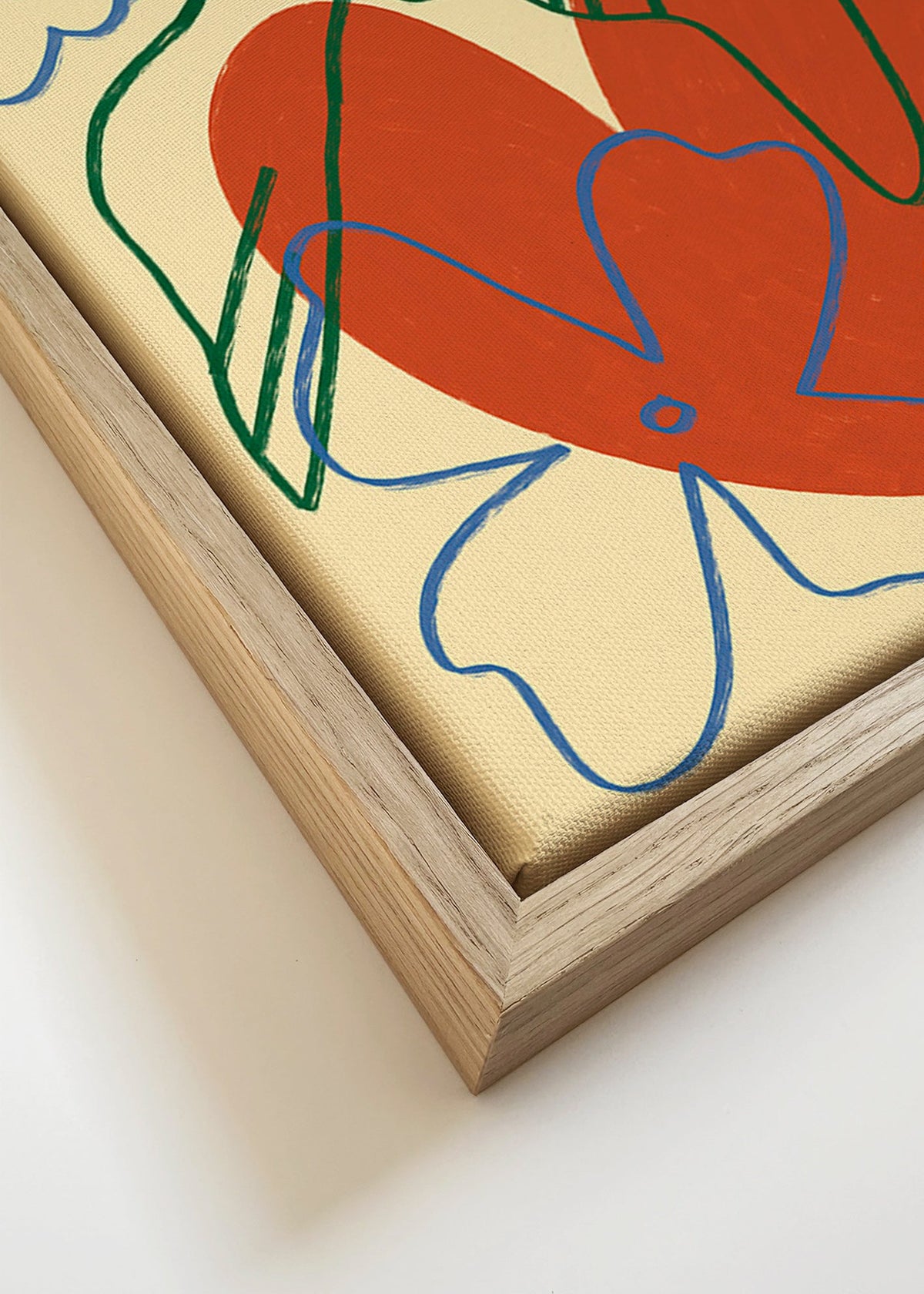 Illustratie duif en hart met losse lijnen – Canvas detail