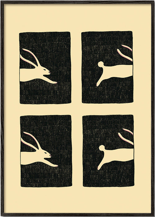 Poster met konijnen in panelen – Black Frame