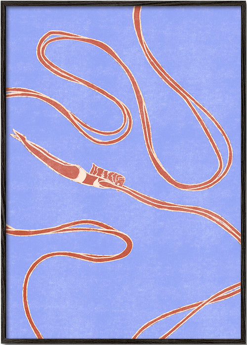 Illustratie: zwemmer met vloeiende linten – Black Frame