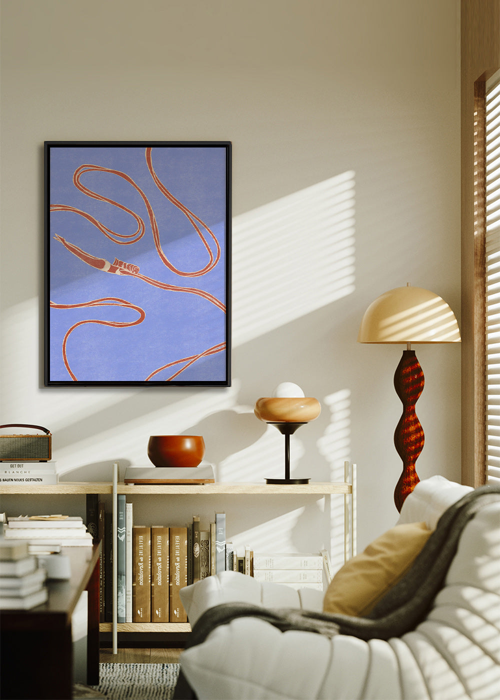 Ilustración: nadadora con lazos ondulados – Canvas2