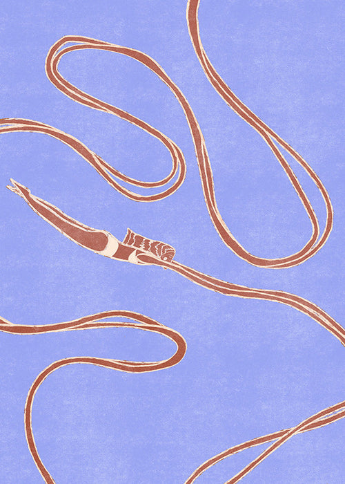 Illustratie: zwemmer met vloeiende linten
