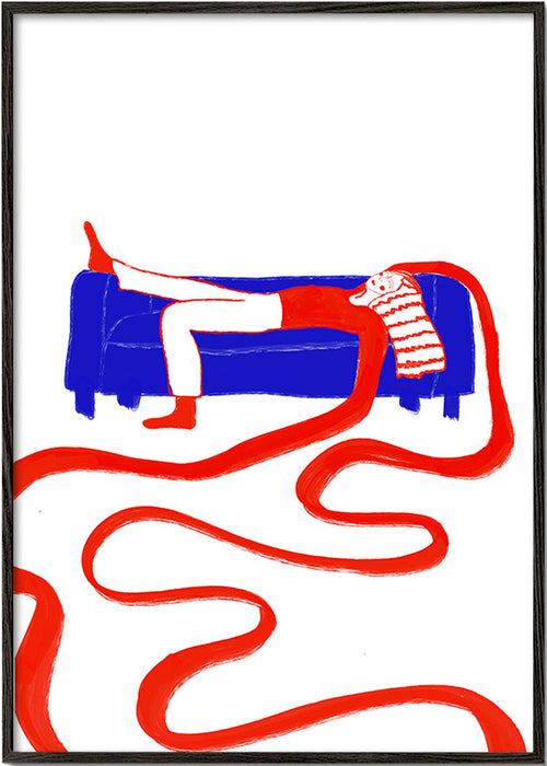 Illustratie van rustende figuur op bank – Black Frame