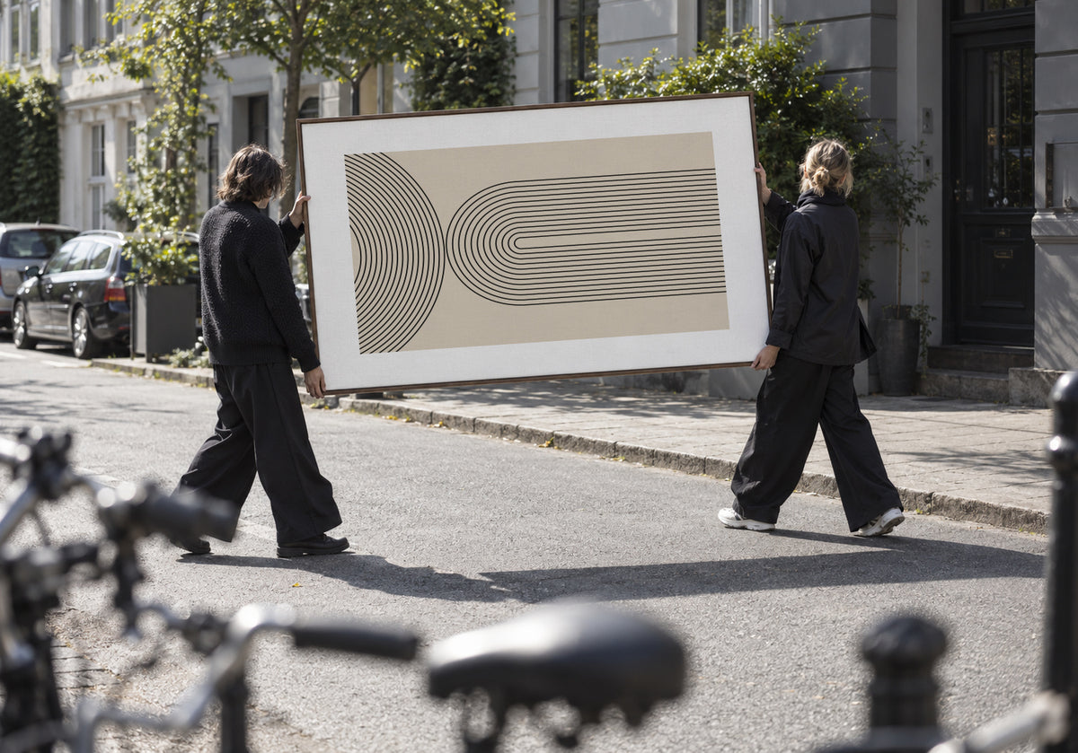 Black Line Art - Framed canvas in an interior
