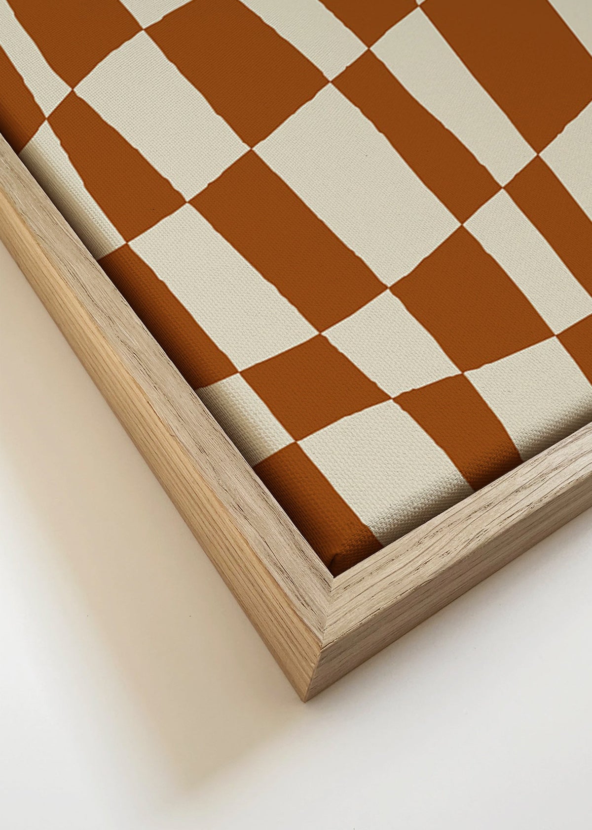 Geometrische poster met golvend dambord – Canvas detail