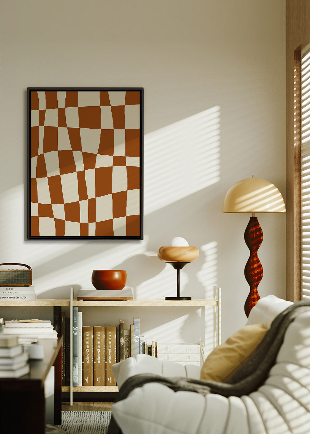 Cuadro geométrico con tablero ondulado marrón – Canvas1