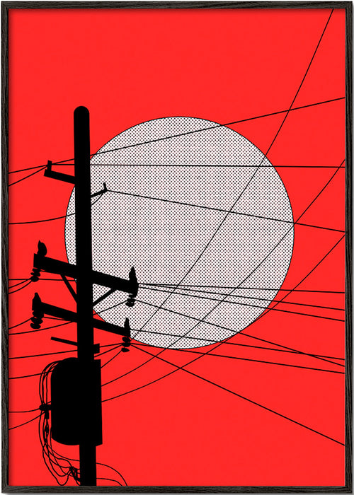 Japanse zon illustratie met draden – Black Frame