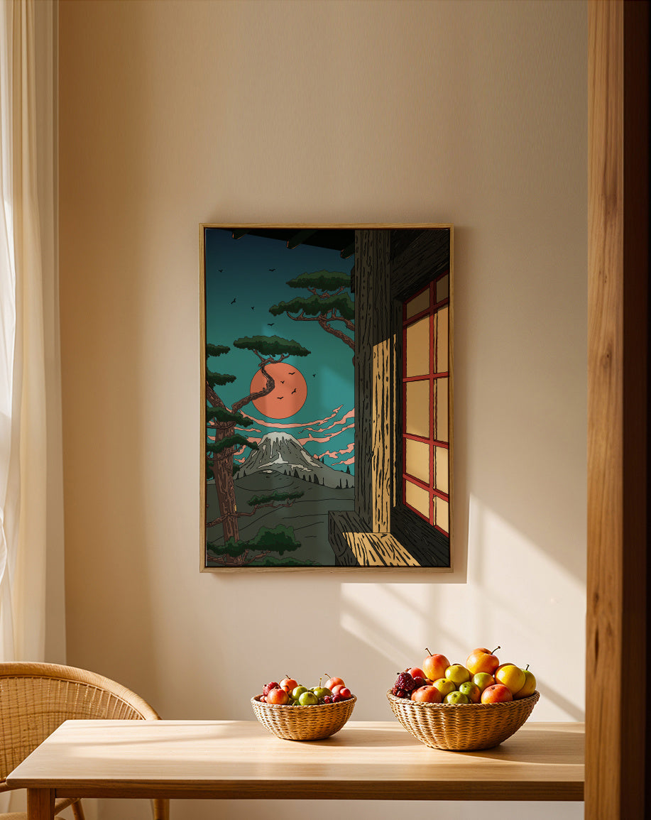 Sunset Over Serenity - Framed canvas in an interior