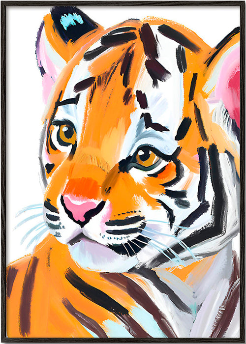 Dierenwerk tijgerillustratie portret – Black Frame