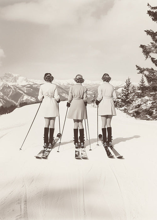 Vintage print Skiers in Line