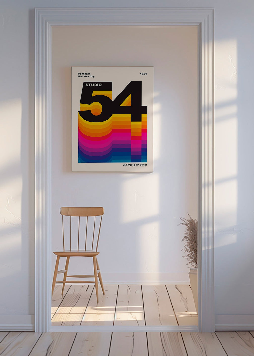 Vintage print Studio 54 met kleurgolven – Canvas