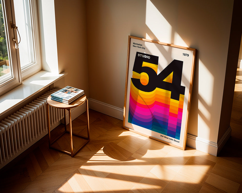 Vintage print Studio 54 met kleurgolven – Product1
