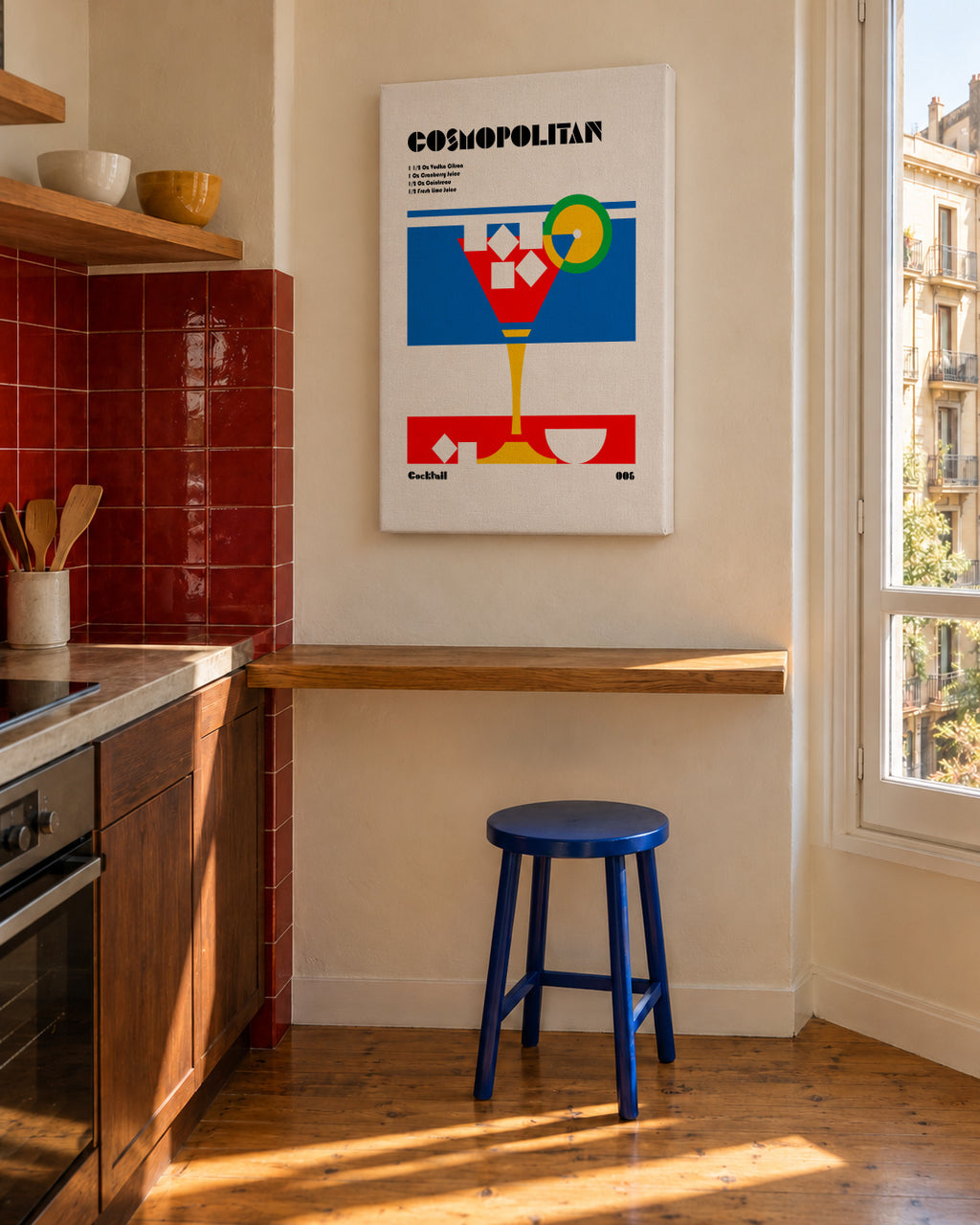 Cosmopolitan Bauhaus Cocktail - Unframed canvas in an interior