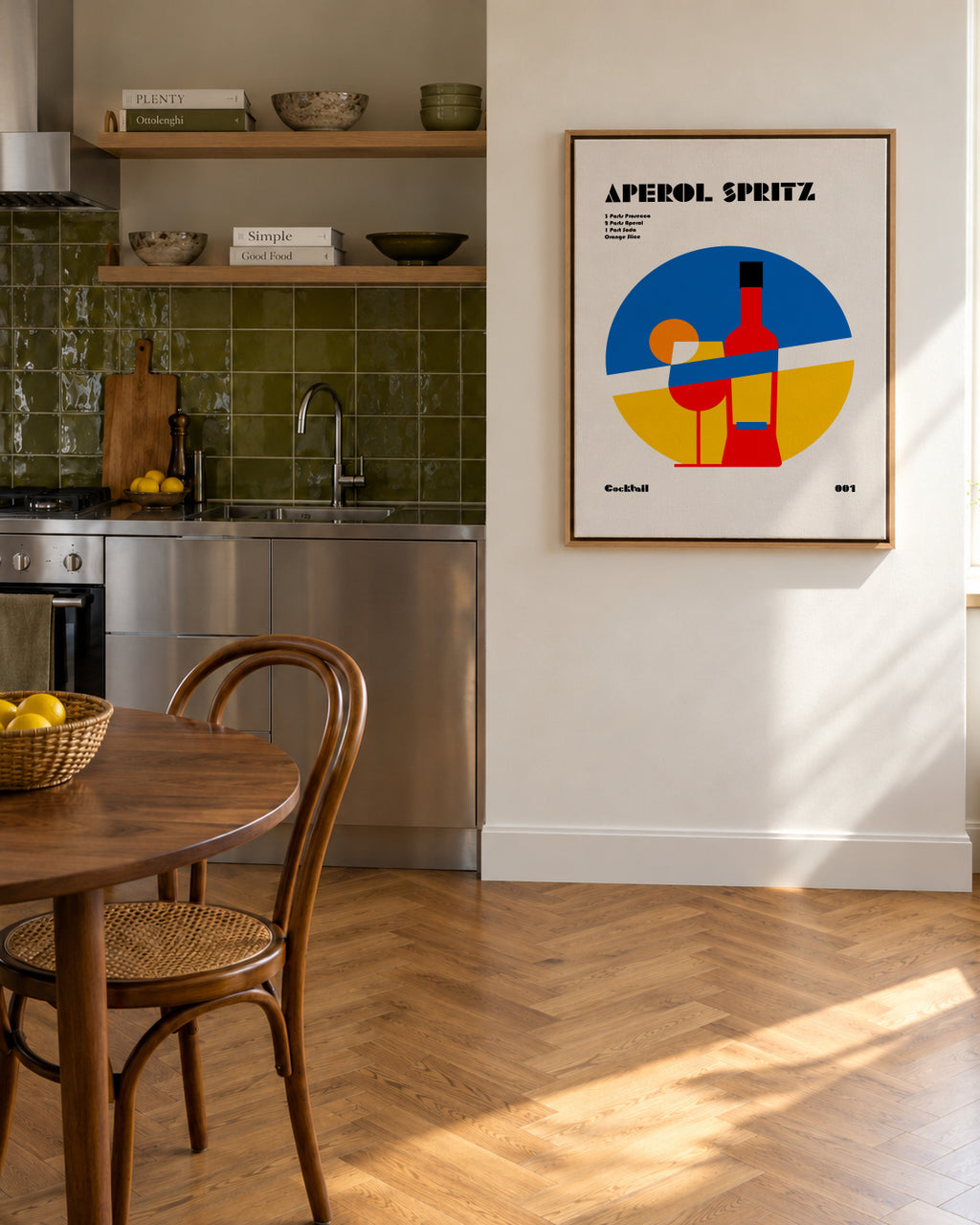 Aperol Spritz Cocktail Bauhaus Art Print - Framed canvas in an interior