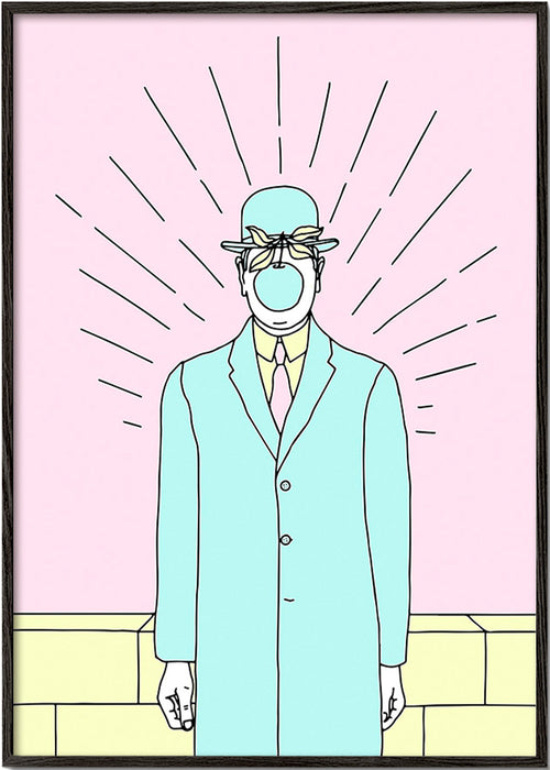 Surrealistische illustratie van een man met appel – Black Frame