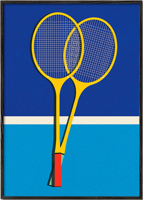 Sportkunst met gele badmintonrackets – Black Frame