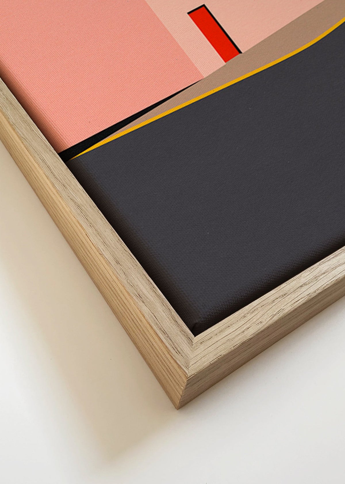 Minimalistische gevelillustratie met rode deur – Canvas detail