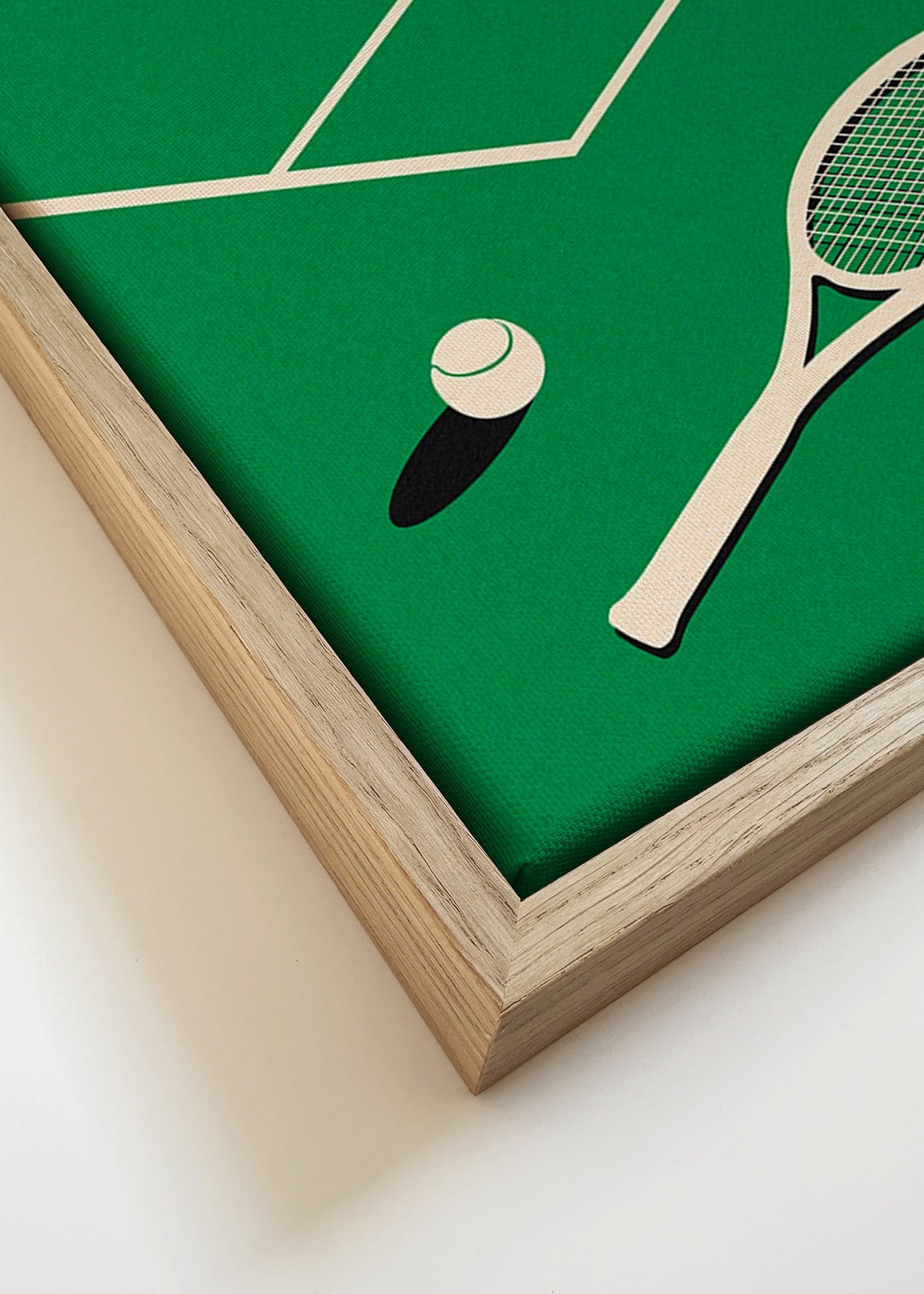 Sportkunst: racket en bal op baan – Canvas detail