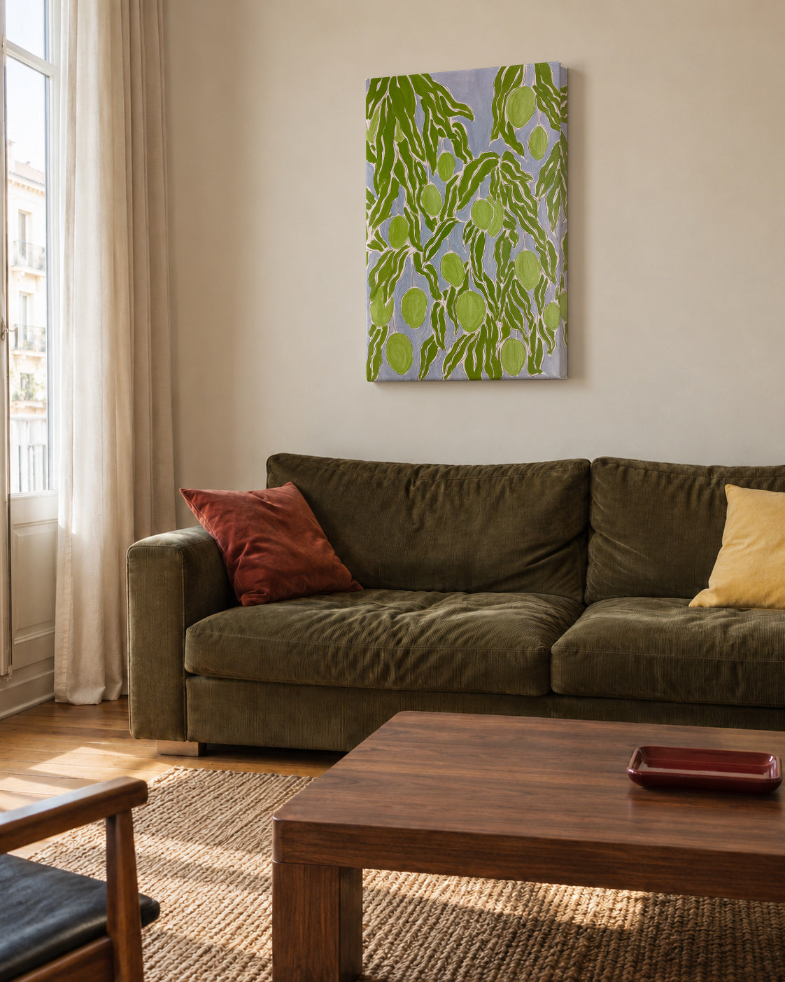 Raw Mango - Unframed canvas in an interior