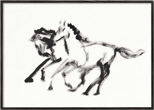 Inkt paarden kunstwerk – Black Frame