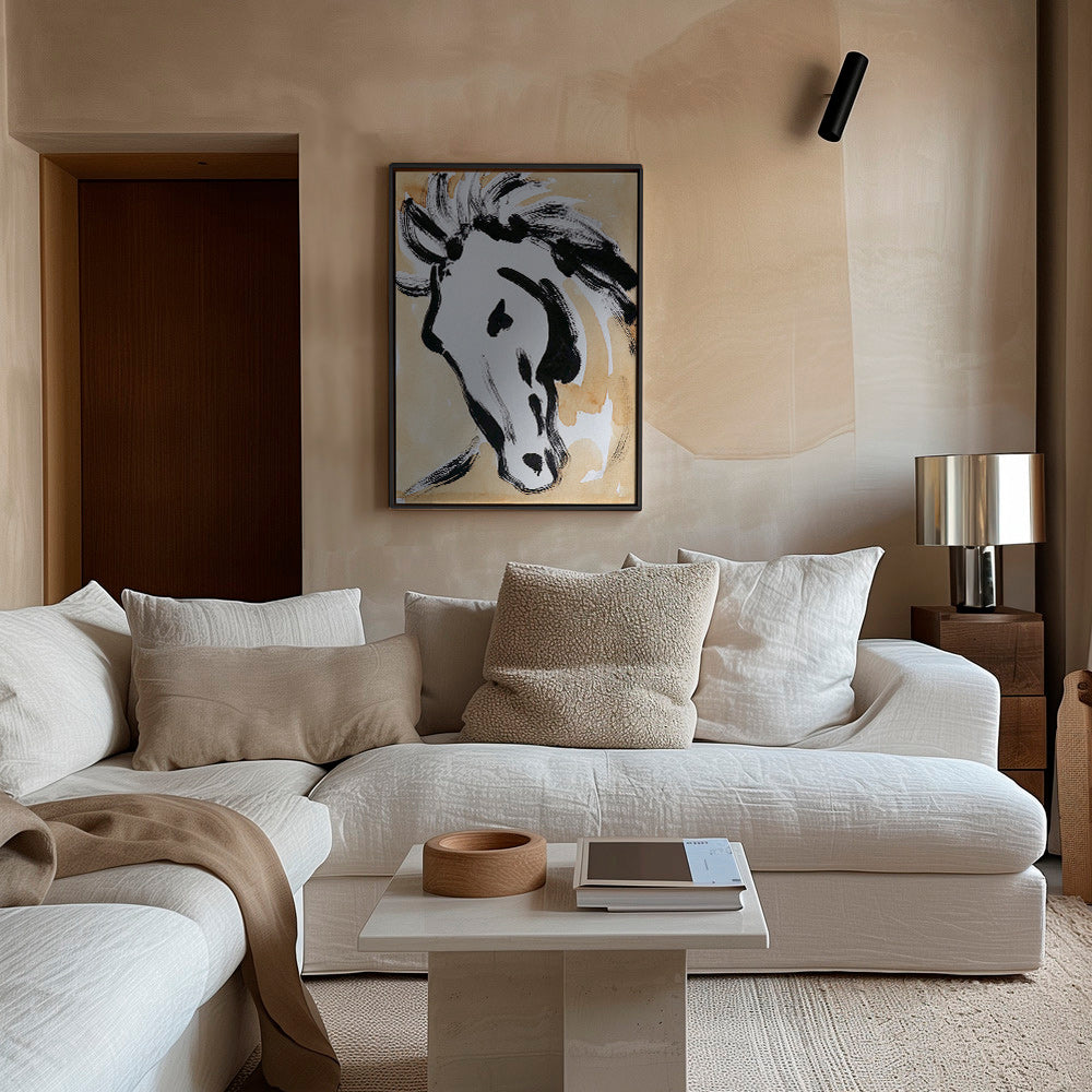 Paard in inkt, gestuele kunst – Canvas1