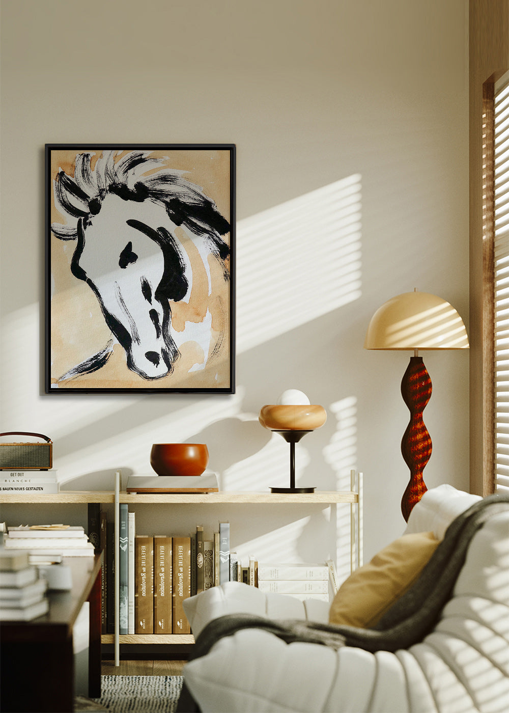 Paard in inkt, gestuele kunst – Canvas2